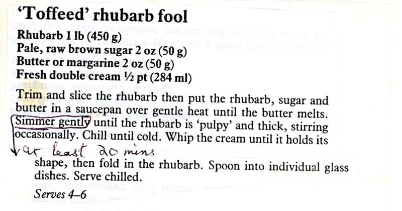 Scan 1 of 2 for Toffeed Rhubarb Fool