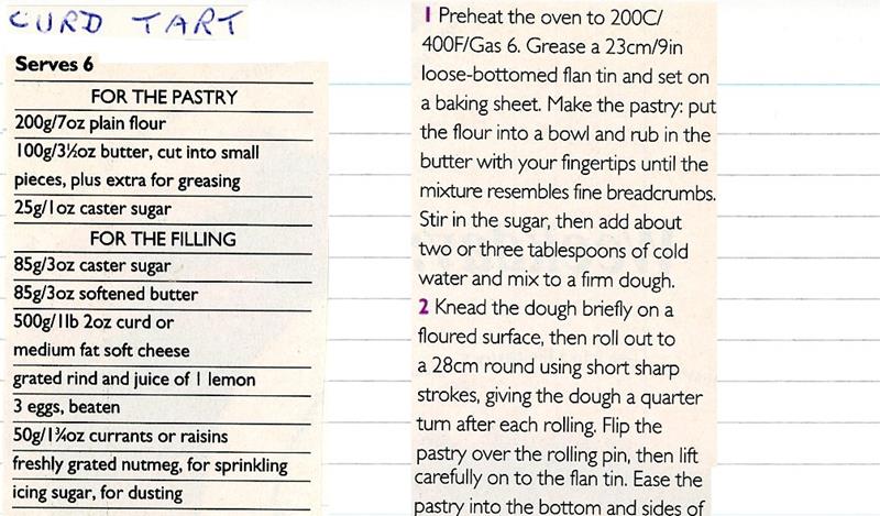Scan 1 of 2 for Curd Tart
