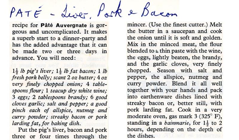 Scan 1 of 1 for Paté Auvergnate