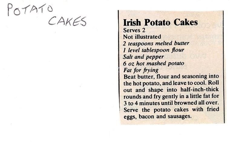 Scan 1 of 1 for Irish Potato Cakes