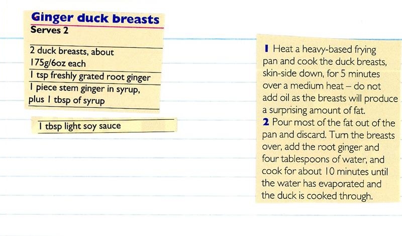 Scan 1 of 2 for Ginger Duck Breasts