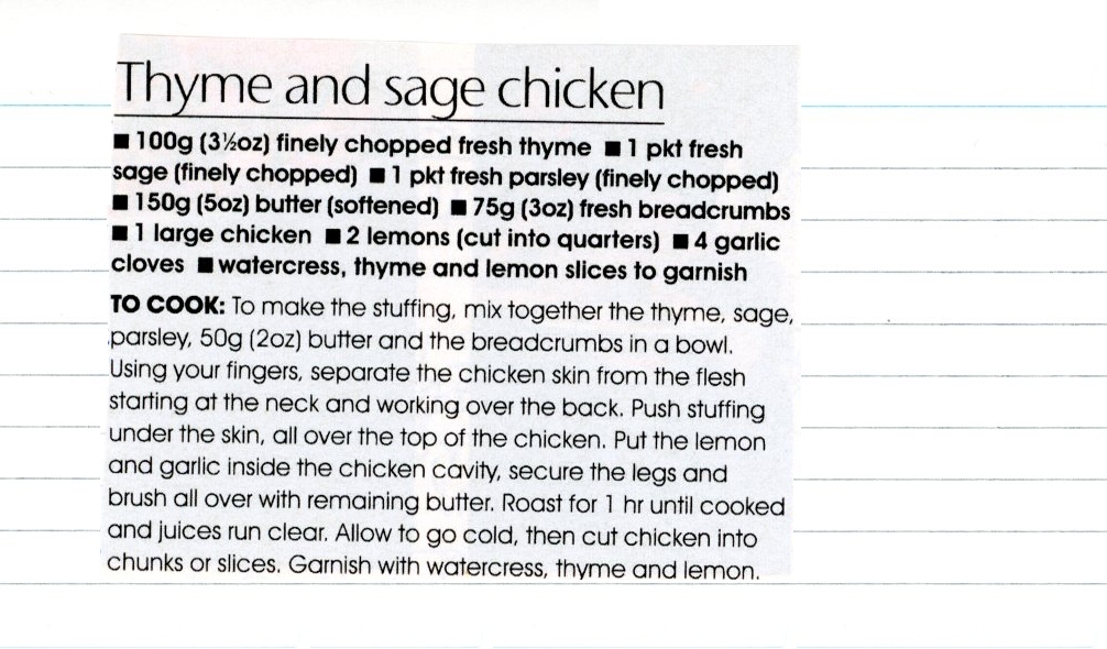 Scan 1 of 2 for Thyme and Sage Chicken