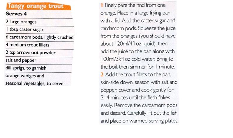 Scan 1 of 2 for Trout with Orange & Cardamom Sauce