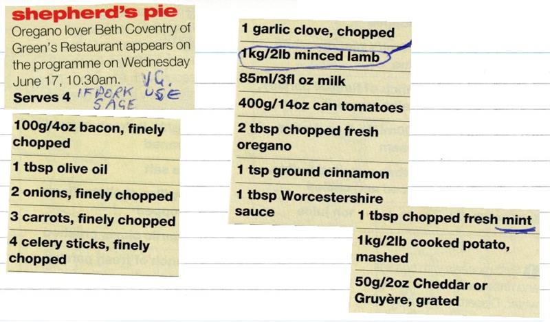 Scan 1 of 2 for Shepherd's Pie