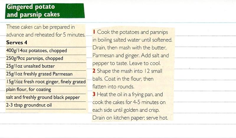 Scan 1 of 1 for Gingered Potato and Parsnip Cakes