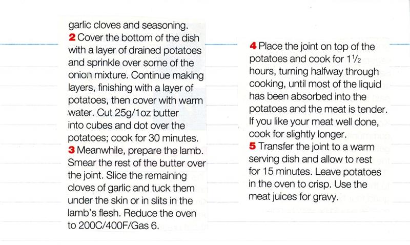 Scan 2 of 2 for Baker's Lamb with Potatoes