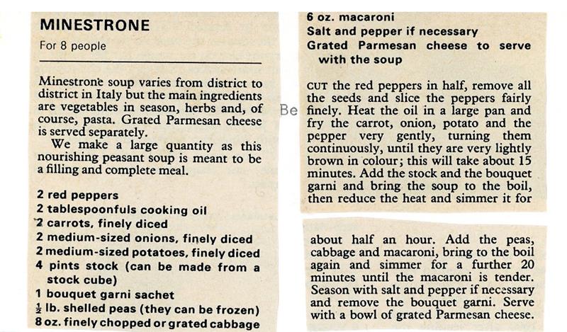 Scan 1 of 1 for Minestrone