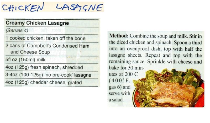 Scan 1 of 1 for Creamy Chicken Lasagne