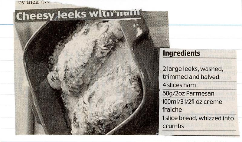 Scan 1 of 2 for Cheesy Leeks with Ham