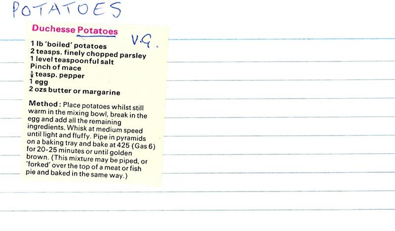 Scan 1 of 1 for Duchesse Potatoes