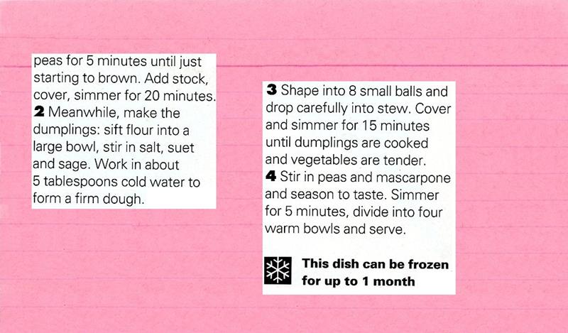 Scan 2 of 2 for Creamy Vegetables with Sage Dumplings