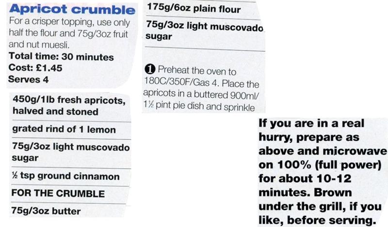 Scan 1 of 2 for Apricot Crumble