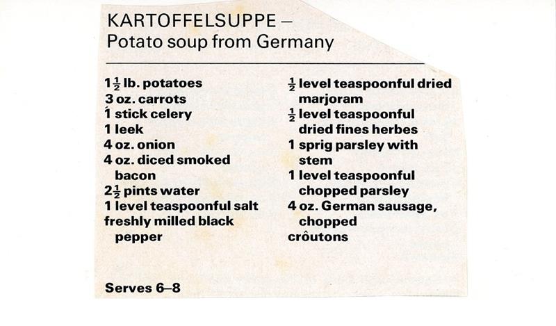 Scan 1 of 2 for Kartoffelsuppe – Potato Soup from Germany