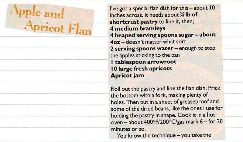Scan 1 of 2 for Apple & Apricot Flan