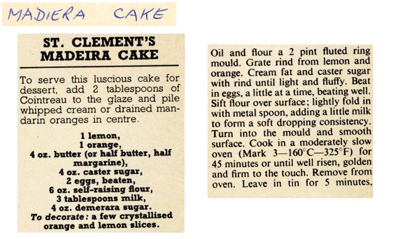 Scan 1 of 2 for St. Clement's Madeira Cake