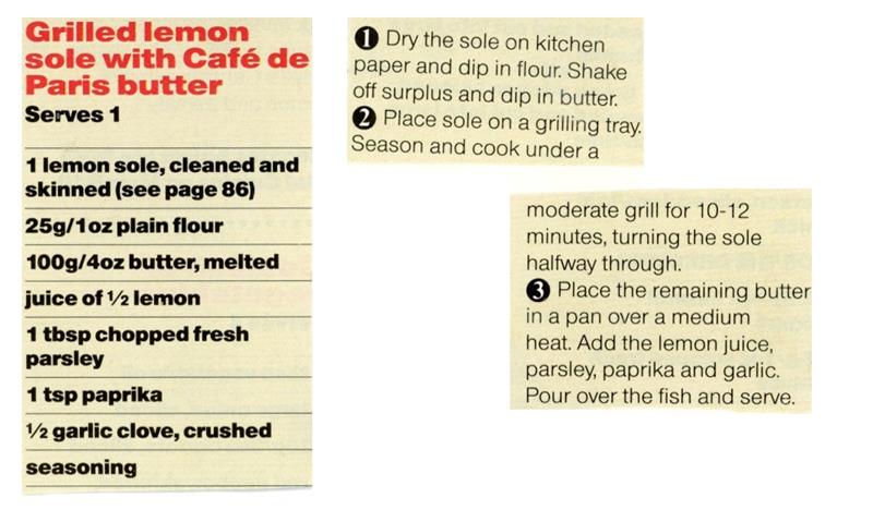Scan 1 of 1 for Grilled Lemon Sole with Café de Paris Butter