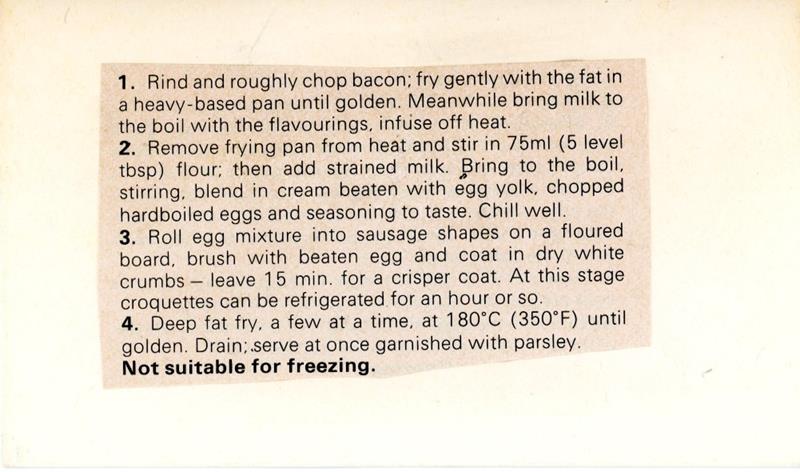 Scan 2 of 2 for Bacon and Egg Croquettes