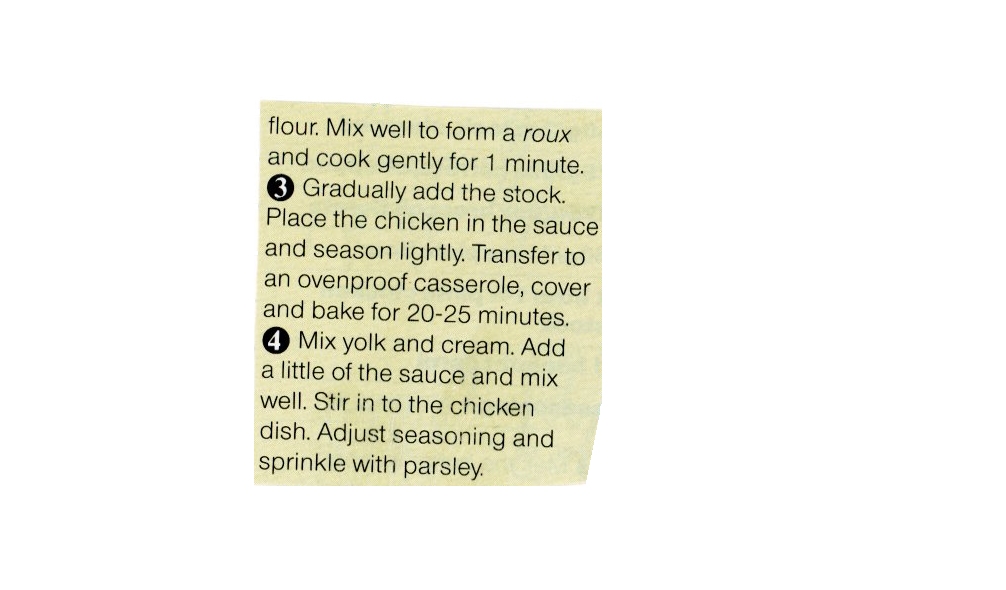 Scan 2 of 2 for Chicken Sauté in a Light Cream Sauce