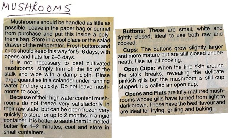 Scan 1 of 1 for Mushrooms – Handling, Storage & Preparation Guide
