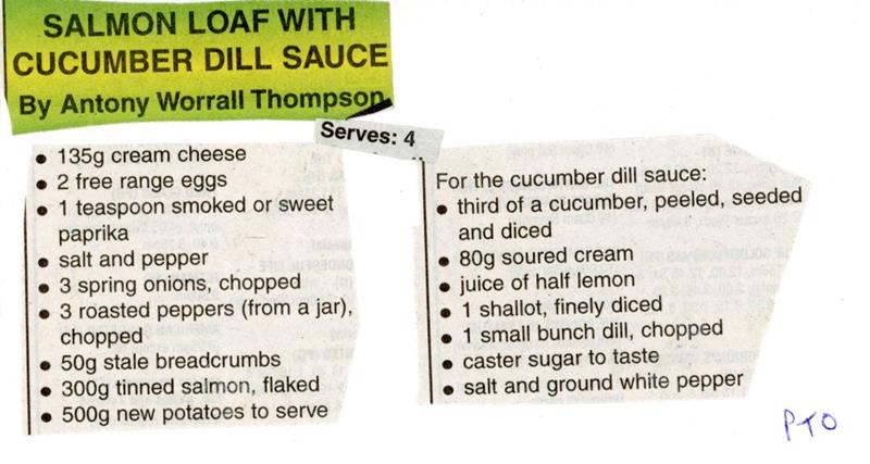 Scan 1 of 2 for Cucumber Dill Sauce