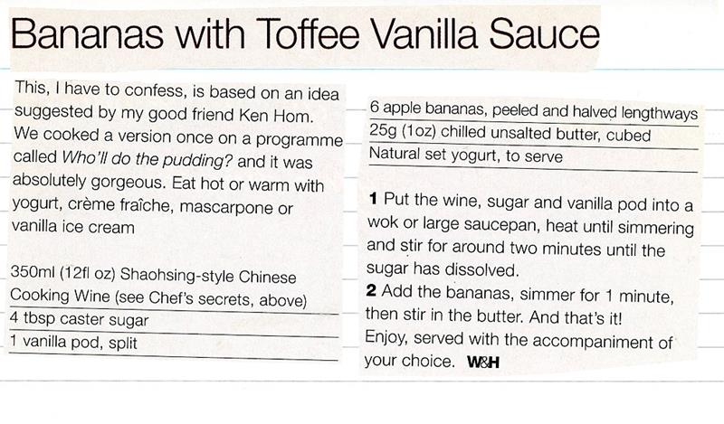 Scan 1 of 1 for Bananas with Toffee Vanilla Sauce