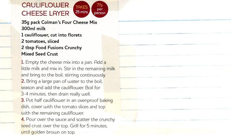 Scan 2 of 2 for Cauliflower Cheese Layer