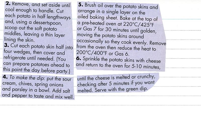 Scan 2 of 2 for Potato Skins with a Green Dip
