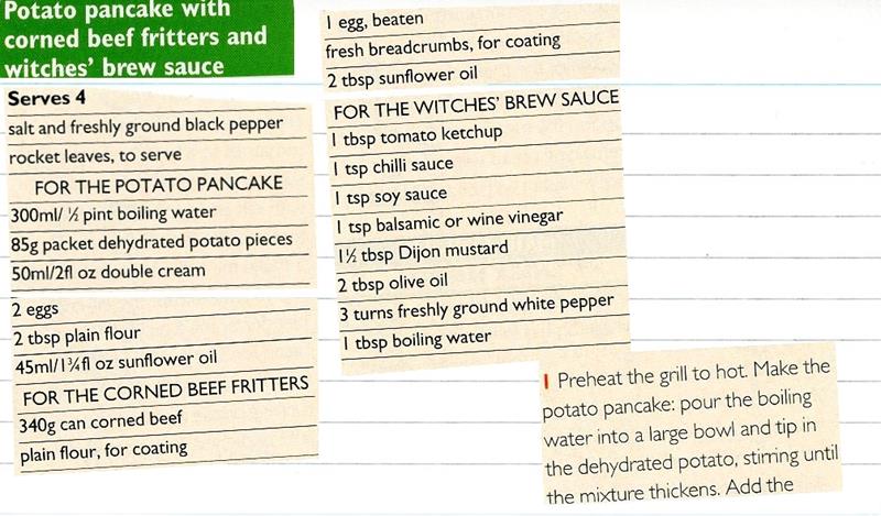 Scan 1 of 2 for Potato Pancake with Corned Beef Fritters and Witches' Brew Sauce