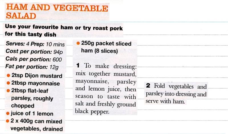 Scan 1 of 2 for Ham and Vegetable Salad
