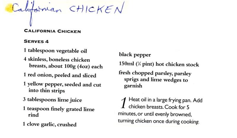 Scan 1 of 2 for California Chicken