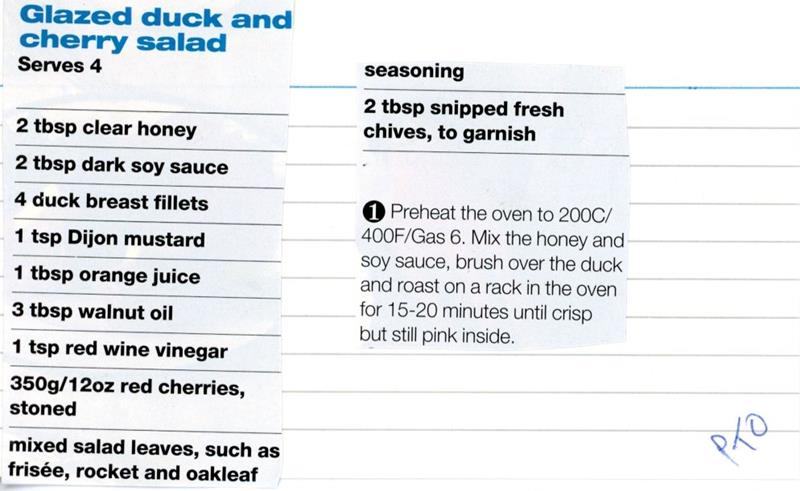 Scan 1 of 2 for Glazed Duck and Cherry Salad