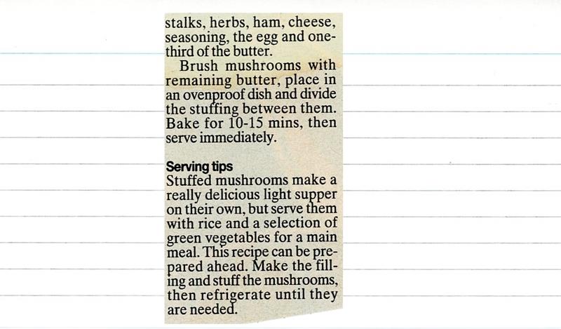 Scan 2 of 2 for Cheese and Ham Stuffed Mushrooms