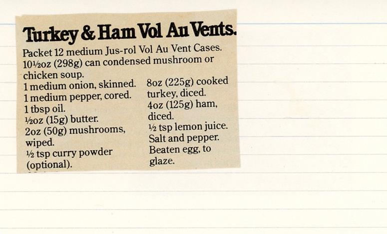 Scan 1 of 2 for Turkey & Ham Vol Au Vents