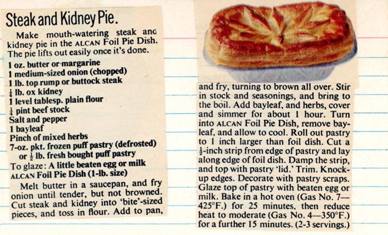 Scan 1 of 1 for Steak and Kidney Pie