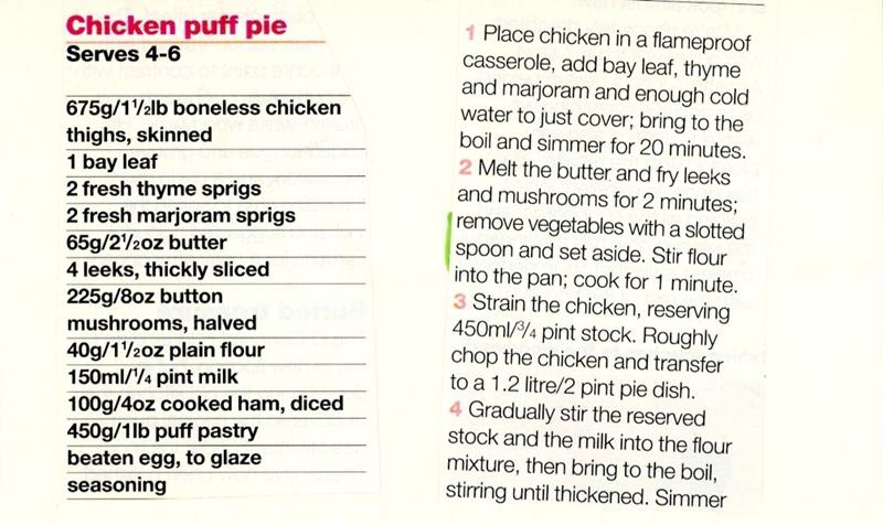 Scan 1 of 2 for Chicken Puff Pie