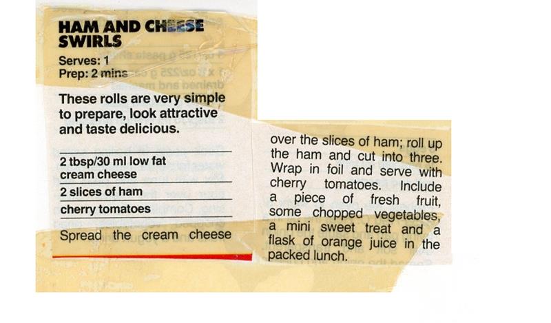 Scan 1 of 1 for Ham and Cheese Swirls