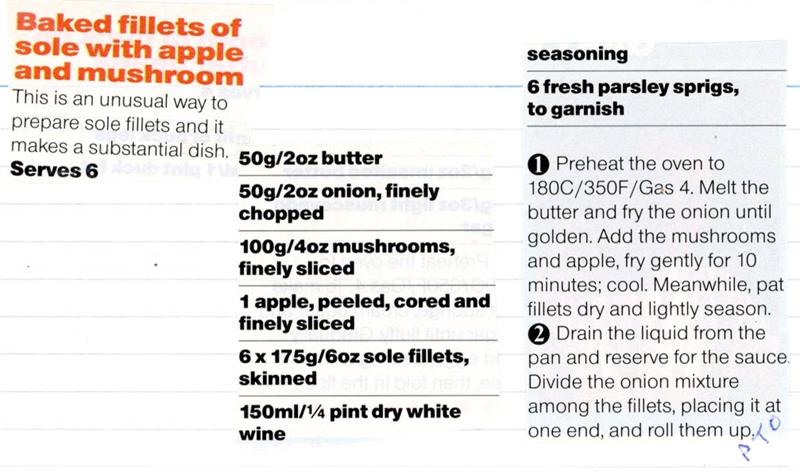 Scan 1 of 2 for Baked Fillets of Sole with Apple and Mushroom