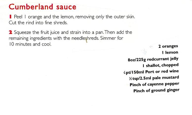 Scan 1 of 1 for Cumberland Sauce