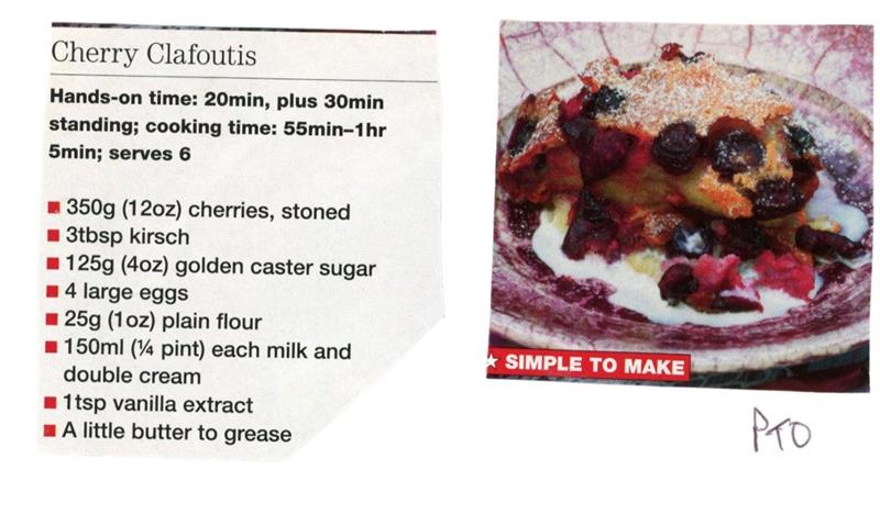 Scan 1 of 2 for Cherry Clafoutis