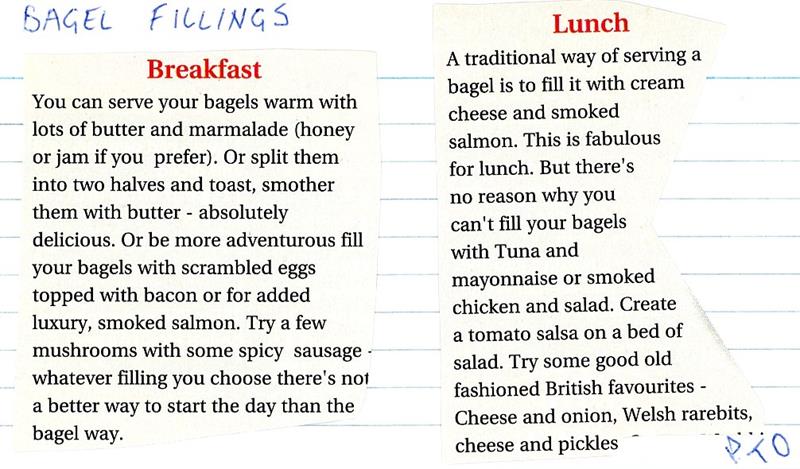 Scan 1 of 2 for Bagel Fillings
