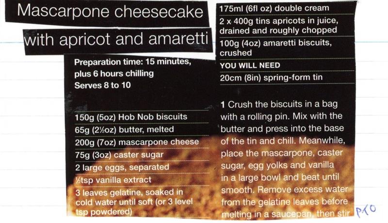 Scan 1 of 2 for Mascarpone Cheesecake with Apricot and Amaretti