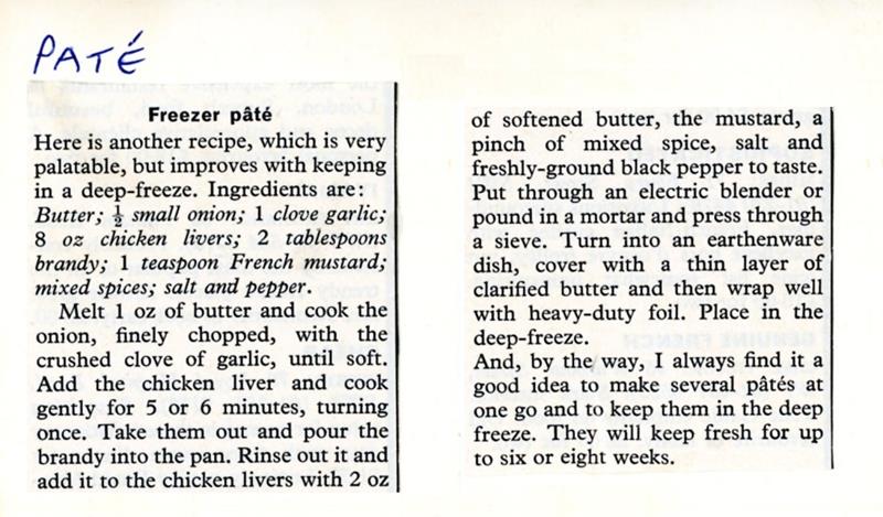 Scan 1 of 1 for Freezer Paté