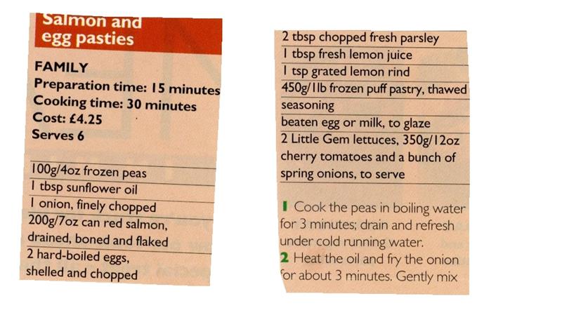 Scan 1 of 2 for Salmon and Egg Pasties