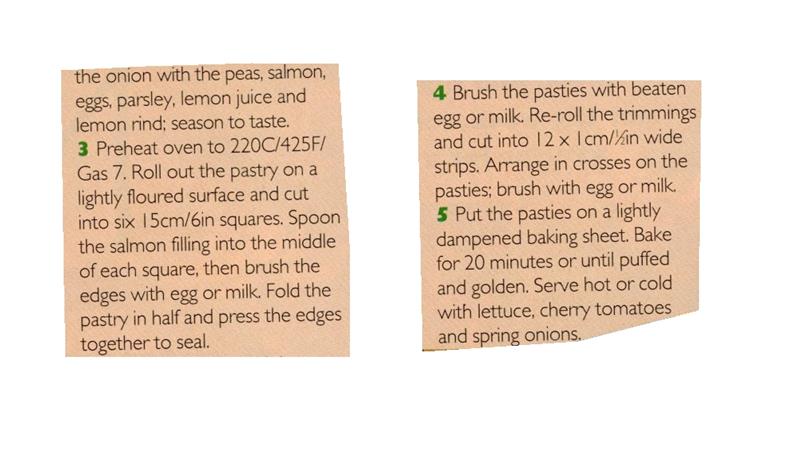 Scan 2 of 2 for Salmon and Egg Pasties