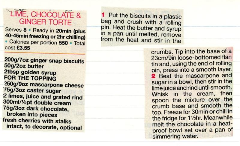 Scan 1 of 2 for Lime, Chocolate & Ginger Torte
