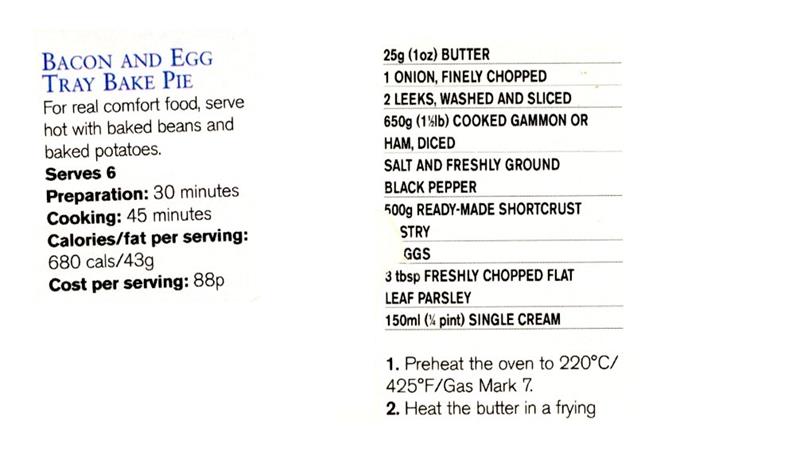 Scan 1 of 2 for Bacon and Egg Tray Bake Pie