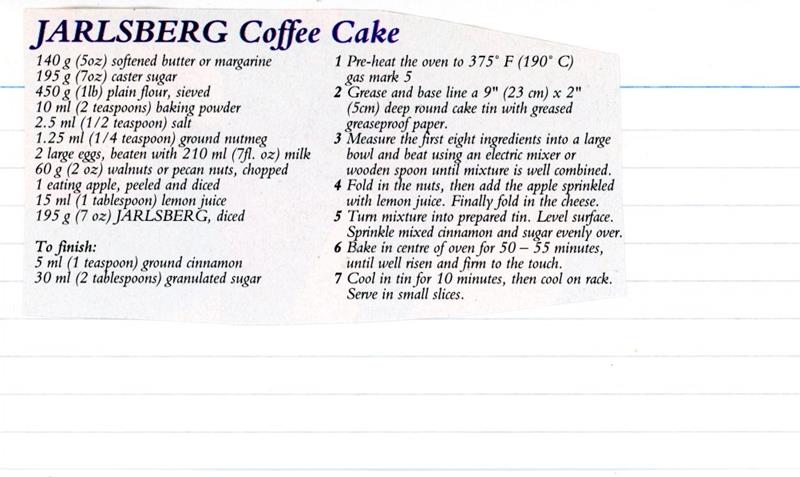 Scan 1 of 2 for Jarlsberg Coffee Cake