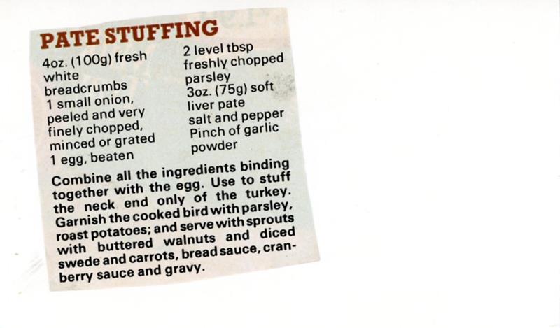Scan 1 of 1 for Pâté Stuffing