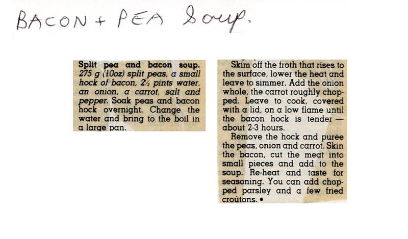 Scan 1 of 1 for Split Pea and Bacon Soup