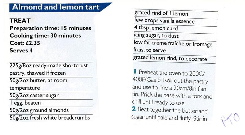 Scan 1 of 2 for Almond and Lemon Tart